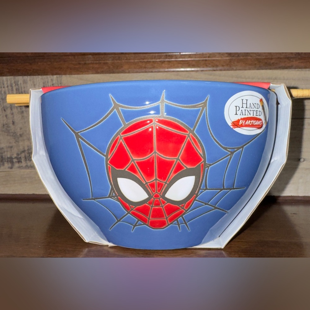 Super Cute Spider-Man Retro Art Hand Painted Ramen Bowl 🥣 Set - NEW